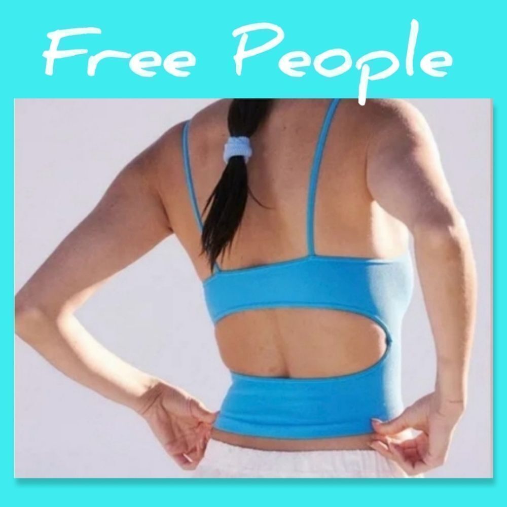NWOT Free People Tighten Up Cutout Tank in Blue Lake